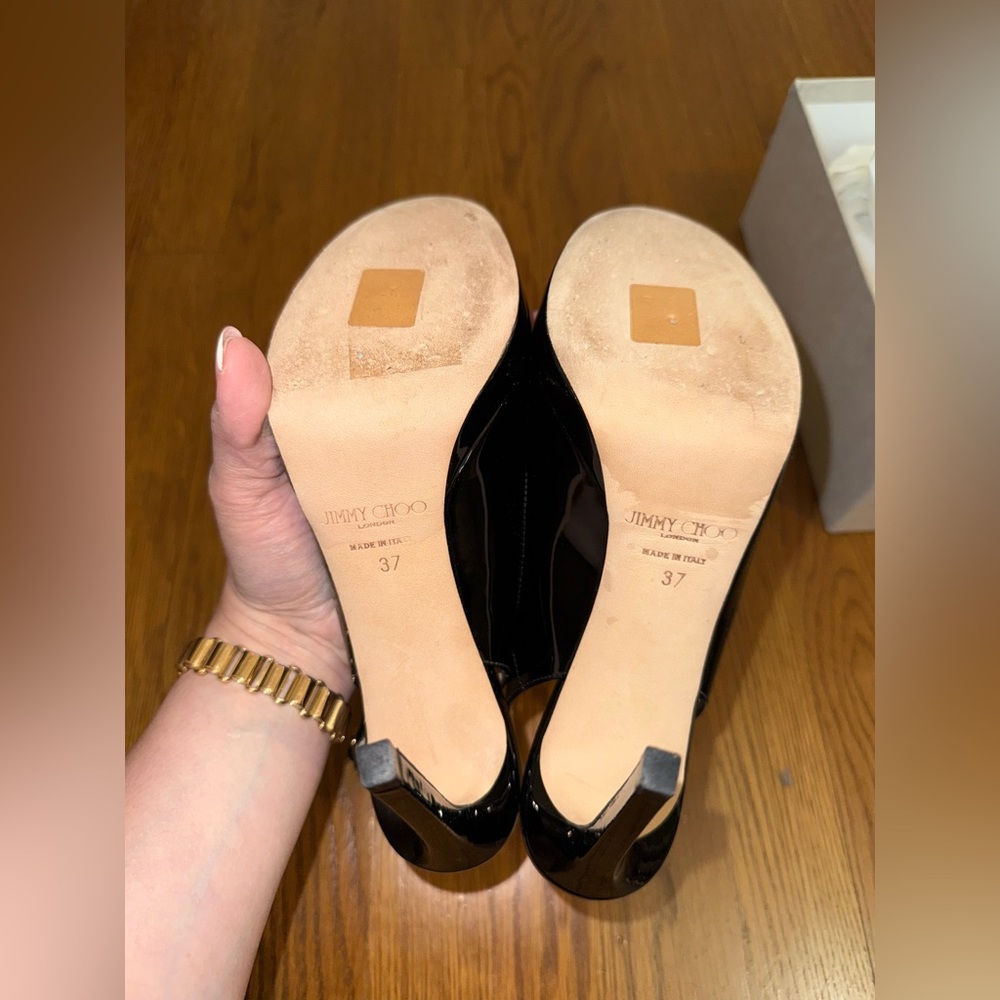 NWT JIMMY CHOO PEEP TOE HEELS SIZE 37 - Picture 4 of 9